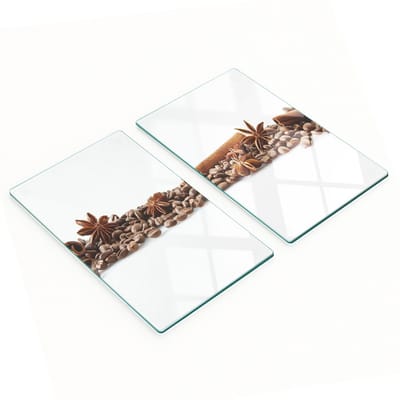 Glazen serveerplankjes voor snacks met koffiebonen en kaneel, 2x30x52 cm