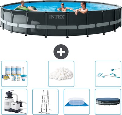 Intex Rond Ultra XTR Frame Zwembad - 610 x 122 cm - Inclusief Pomp - Ladder - Grondzeil - Afdekzeil Onderhoudspakket - Filterbollen - Schoonmaakset