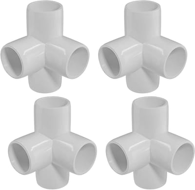 PVC Fittingen - PVC Connectoren - Meubels Bouwen - 4-Weg Ontwerp - 3/4 Inch - Wit