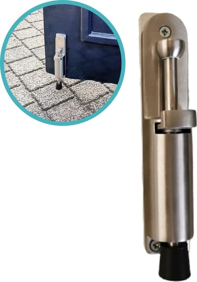 Kierr® Hold 100 Zelfklevende RVS Deurstopper 2 cm uitslag - Zonder Boren en Schroeven! - voetbediening - Garagestop - Windhaak – ook voor Kunststof - Binnendeur Buitendeur - Deurstop