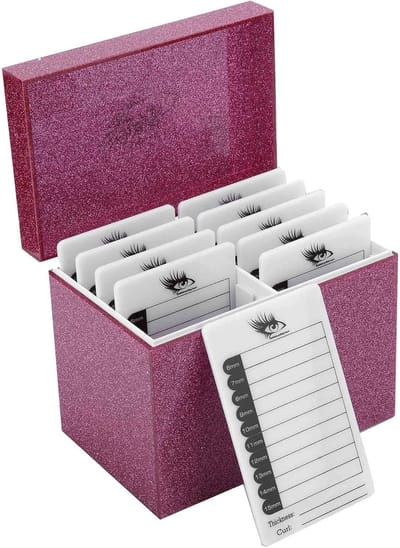 Wimper Opbergdoos - Make-up Organizer - Wimpers Sorteren - 10 Lagen Systeem - 16 x 10.5 x 13.2 cm - Roze
