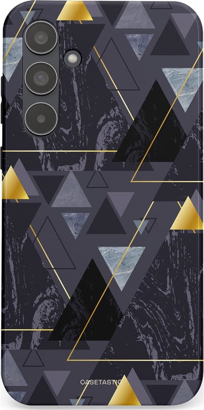 Casetastic hoesje geschikt voor Samsung Galaxy A55 - Dubbellaagse bescherming - Zwart Goudpatroon - Fashion Case - Donkergrijs Grijs