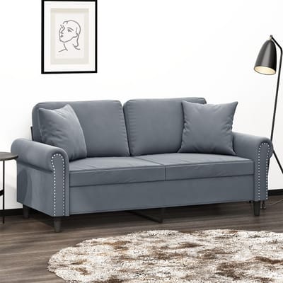 vidaXL - Tweezitsbank - met - sierkussens - 140 - cm - fluweel - donkergrijs