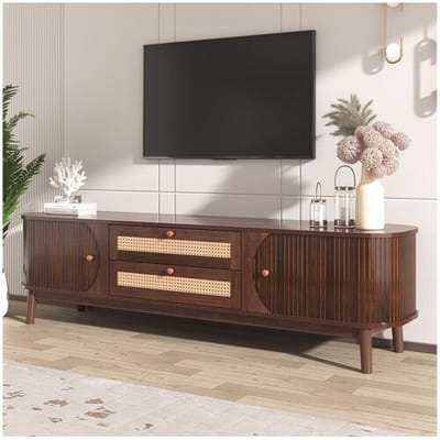 Merax TV-meubel met 2 lades en 3 schuifdeuren - 170 x 39,5 x 46 cm - Spaanplaat - Bruin