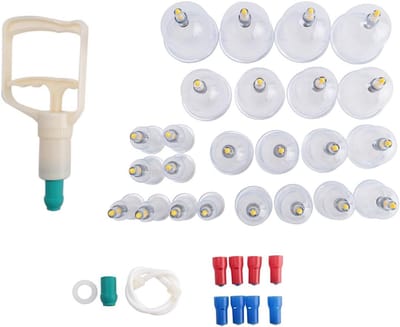 Vacuüm Cupping Set - Lichaamsmassage Tool - Spierontspanning Thuis - Biomagnetische Technologie - 24 Stuks - Wit