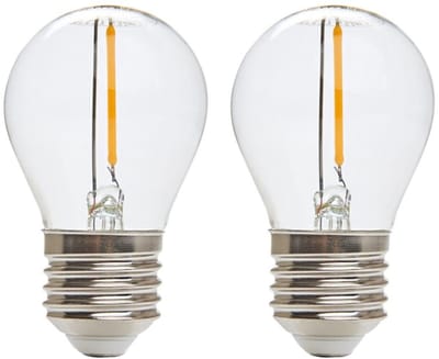 Kobi LED Filamentlamp E27 - 1.3W - 55lm - 3000K Warm Wit - 230V - Ø45mm - Voor Woonkamer, Hal of Plafondarmatuur - 2 stuks