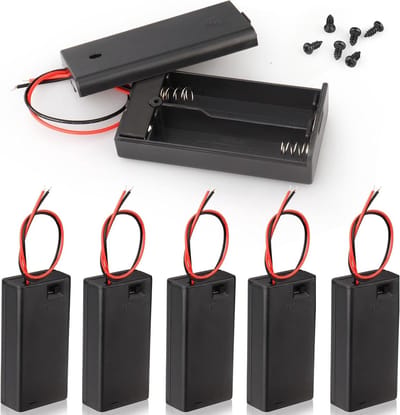 Batterij Houders - Batterij Boxen - Apparaten Voeden - Met Aan/Uit Schakelaar - 6 Stuks - Zwart