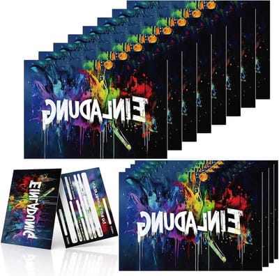 Uitnodigingskaarten voor kinderverjaardag, 12 stuks, kleurrijke graffiti stijl, DIN A6, feestelijke uitnodigingen voor jongens en meisjes