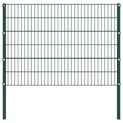 vidaXL - Schuttingpaneel - met - palen - ijzer - 176,5x120 - cm - groen