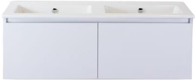 Frozen Badmeubelset 120 cm - Greeplijst in Kleur - Wit Hoogglans - Keramische Wastafel Wit Zonder Kraangat