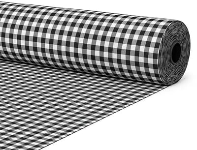 Gamusi Stof op doorlopende snit katoen vichy ruit breedte 280 cm per meter - 70% katoen - 30% polyester - Zwart