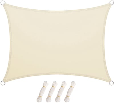 Dailygoods- Zonnezeil 3 x 4 m - Waterafstotend - UV-bescherming - Scheurvast - Bevestigingskoorden - Voor tuin/balkon - Schaduwzeil