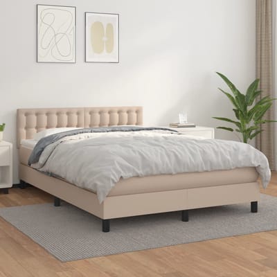 vidaXL - Boxspring - met - matras - kunstleer - cappuccinokleurig - 140x200 - cm