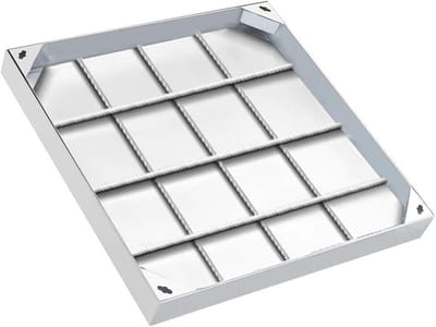 Putdeksel Vierkant - Verborgen Afdekking - Moderne Afwatering - Roestvrij Staal 304 - 60x60 cm - Zilver