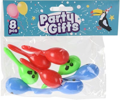 Maracas sambaballen kleurrijk speelgoed 8 stuks uitdeelcadeautjes.