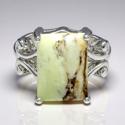 Cavill - Zilveren Ring - 925 Sterling Zilver - Braziliaanse Magnesiet 6,26 ct - Baguette Cabochon - Elegante Unisex Sieraden