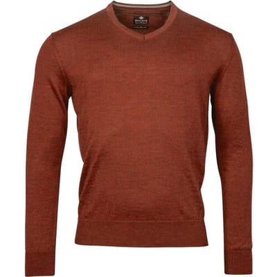 Baileys Trui Uni Merino V-Neck Single Knit Dark Terra / male