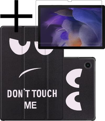 Hoes - Geschikt voor Samsung Galaxy Tab A8 - Met Screenprotector - Trifold Bookcase - Hard Cover - Hardcover Book Case - Tablet Hoesje - Don't Touch Me