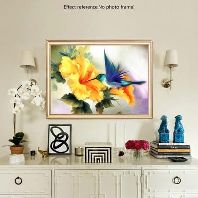 Peinture au Diamant Oiseau 5D DIY Broderie Diamant Fleur Décoration de Maison Image Mosaïque 20X30CM yellow
