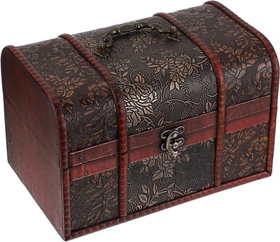 Houten Opbergdoos met Vintage Deksel voor Sieraden, Trinkets en Cadeaus voor Vrouwen - Perfect voor Kerst en Verjaardagen (25 x 16 x 16 cm)