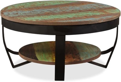 Salontafel Rond - Woonkamertafel Koffietafel - Centrum Meubel - Uniek Houtnerf - 65 x 32 cm - Geel