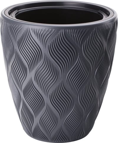 Form Plastic Plantenpot/bloempot Flow - kunststof - antraciet - D30 x H32 cm - met binnenpot - rond