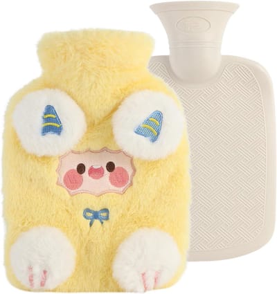 Mini warmwaterkruik 800 ml pluche afneembare mantel - verwarmd voor kinderen, vriendinnen, familie - Kerstmis, verjaardag - warmwaterzak met warm water