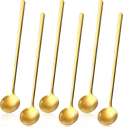 6 Stuks Roestvrijstalen Koffielepels - Espressolepels en Dessertlepels - Vaatwasmachinebestendig - Perfect voor Koffie en Cocktails