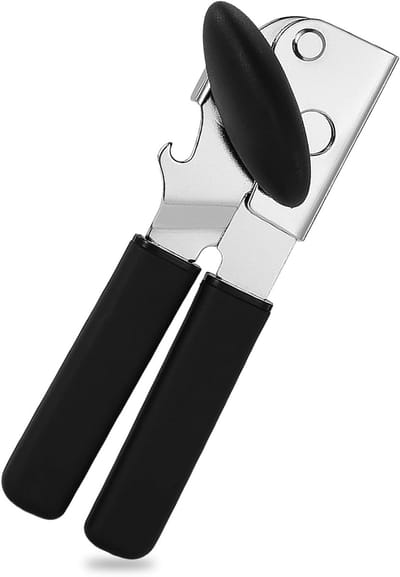 Handmatige RVS Blikopener met Multifunctionele Grijper en Flesopener, Ergonomisch Ontwerp voor Senioren en Keukengebruik, Eenvoudig en Veilig in Gebruik