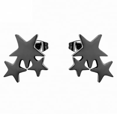 Oorbellen zwart drie sterren