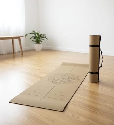 yogamat - Yogamat Kurk MANDALA – Antislip –Milieuvriendelijk met TPE-Onderlaag –183×61,5×0,5 cm –Voor Yoga, Pilates, Spirituele Momenten, Ontspanning en Fitness–Inclusief Gratis Draagriem–Lichtgewicht, Duurzaam en met Gerecyclede Verpakking/ MANDALA