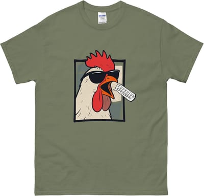 Dames en Heren T Shirt met Dierenprint - Humor Haan - Leuk Kado - Khaki Groen - S