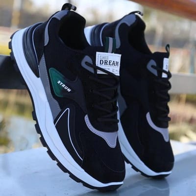Mode Herenschoenen Veelzijdige Mesh Heren Sneakers Ademende Hardloopschoenen Antislip Platform Sportschoenen Mannelijk Tenis Masculino 43 zwart
