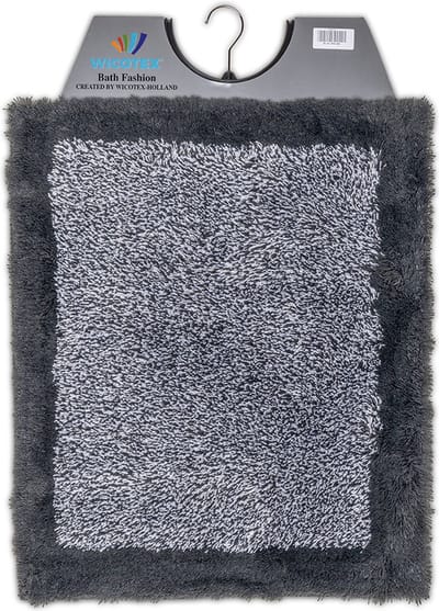 Wicotex - Bidetmat - WC mat - Toiletmat Grijs met Zwarte rand - Antislip onderkant - Afmeting 50x60cm
