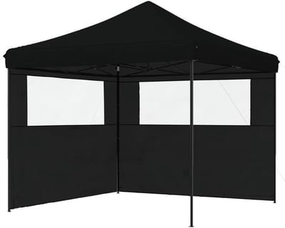 Partytent Inklapbaar - Feesttent Prieeltje - Buitenfeesten Organiseren - Inclusief Zijwanden - 3x3 Meter - Zwart