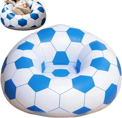 Opblaasbare bank - Drijvende ligstoel - Water ontspanning - Voetbal thema - 40 x 260 x 40 mm - Blauw