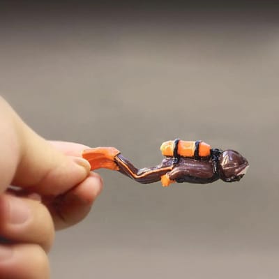 1 stuks, Oceaan Karakter Duiker Model Schatkist Hars Ornament Miniatuur Oceaan Scène Model Beeldje Onderwater Wereld Zee Verkennen Duikers