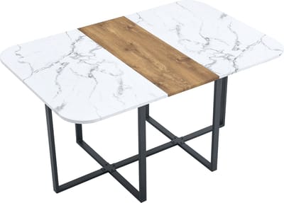 HAUSS SPOLE Eettafelset - Moderne Eettafel Met Zes Stoelen - Voor Eetkamer En Thuiswerkplek - MDF En Metaal - Natuurlijk Hout