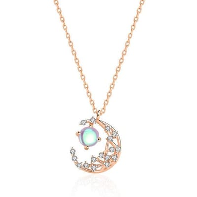 Collier ras du cou réglable pour femme, pendentif en argent sterling 925 avec pierre de lune, bijou tendance Dz862 rose or