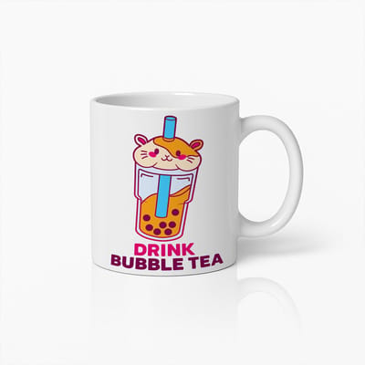 Drink Bubble Tea Mok – Schattig Hamster Boba Ontwerp, Perfect Cadeau voor Bubble Tea Liefhebbers en Kawaii Fans