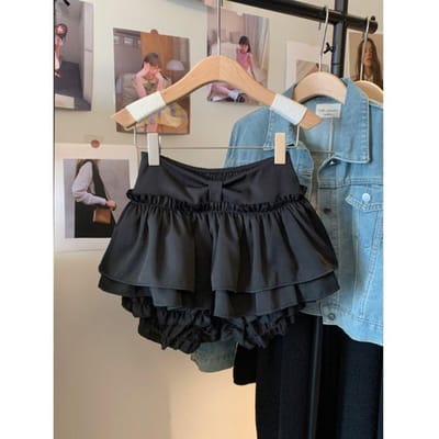 Fluffy en Dun Design Rok Lente en Zomer Veelzijdige Taartrok A-lijn S black
