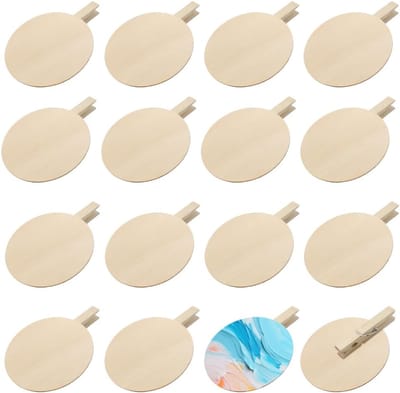 knijpers, rond, 50 stuks, miniatuur houten klemmen, ronde houtspaanders, berichtenklemmen voor foto's, 5 x 5,8 cm