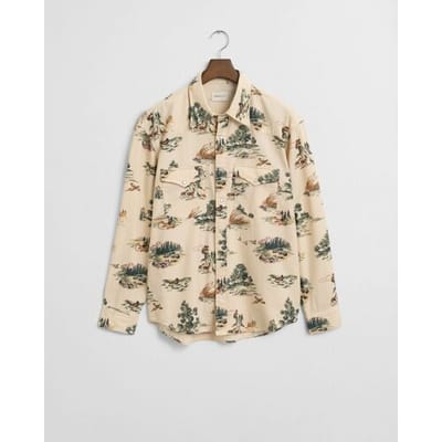 Gant Overhemd Forest Pattern Rodeo Ivory White / male