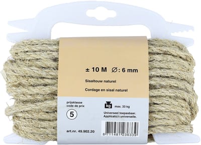 Sisal Touw op Haspel | 6 mm dik | 10 m