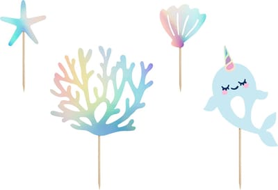 PartyDeco Cake Toppers Narwal set/4