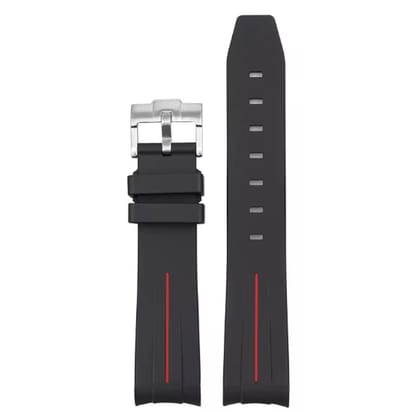 Bandje voor Omega x Swatch MoonSwatch Mission on Earth - Rolex Horloge - SEIKO Horloge - 20mm - Zacht Rubber - Zwart met Rode streep