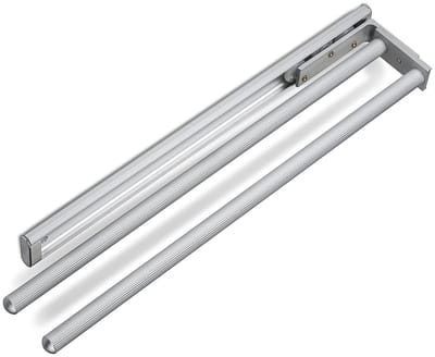 SOTECH Aluminium Handdoekhouder TED 2-armig EV1 geanodiseerd (450 - 730 mm, uitschuifbaar, draaibaar) Telescopische handdoekdroger geschikt voor badkamer of keuken