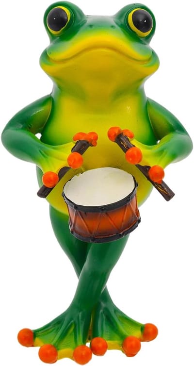 Tuin Beelden - Dierenfiguur Muziek - Buiten Decoratie - Schattig Muzikaal Design - 14x7.5x6cm