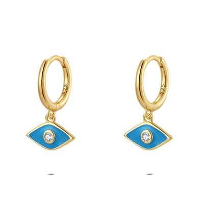 Twice As Nice Oorbellen in zilver, oog met blauwe steen Goudkleurig