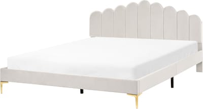 SAUVIAN - Bed - Gebroken wit - 180 x 200 cm - Fluweel